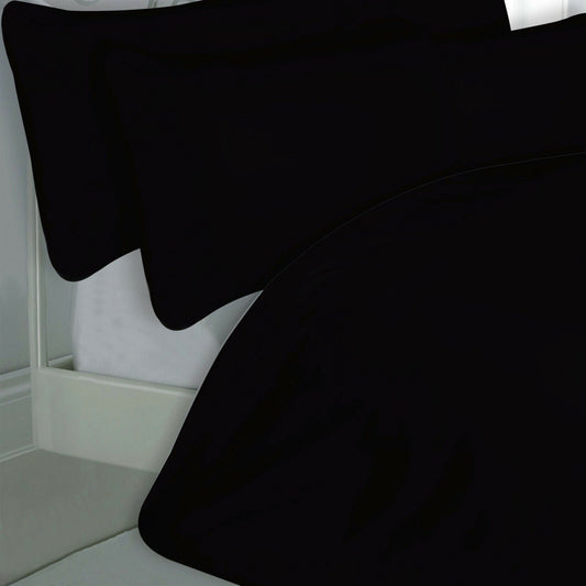 Single Bed Black Duvet Cover Set 200 Thread Count Egyptian Cotton