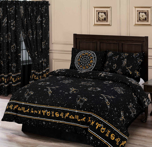 Double Bed Duvet Cover Set Celestial Horoscopes Star Signs