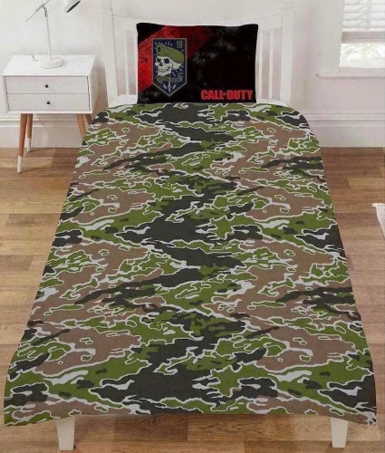 Single Bed Duvet Cover Set Call Of Duty Warning Reversible War Army Battle Character Bedding