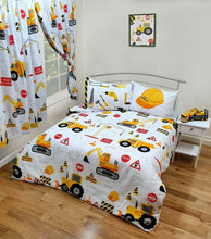 Load image into Gallery viewer, Single Bed Duvet Cover Set Construction JCB Diggers Tool Hammer Screw Reversible
