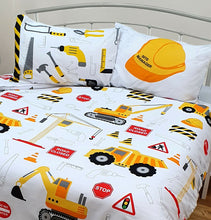 Load image into Gallery viewer, Junior Toddler Duvet Cover Set Construction JCB Diggers Tool Hammer Screw Reversible
