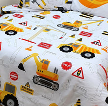 Load image into Gallery viewer, Single Bed Duvet Cover Set Construction JCB Diggers Tool Hammer Screw Reversible
