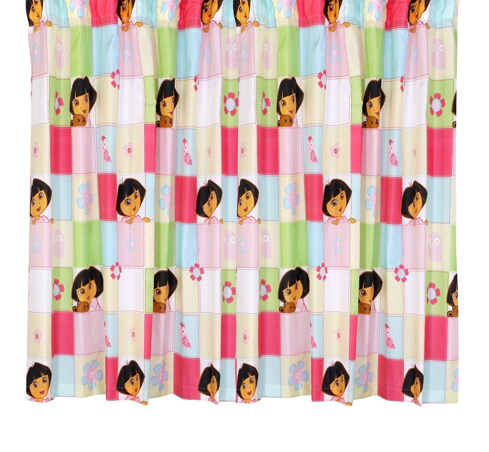 Dora The Explorer 'Buttons' 66" x 72" Unlined Pencil Pleat Character Curtains