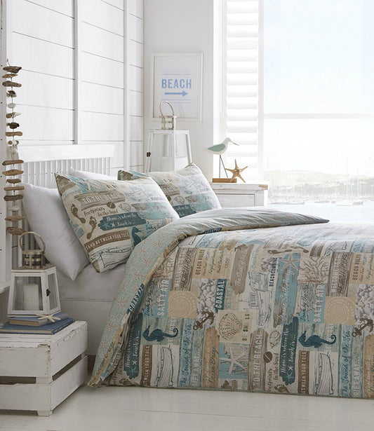 Single Bed Duvet Cover Set Driftwood Sea Horse Shells