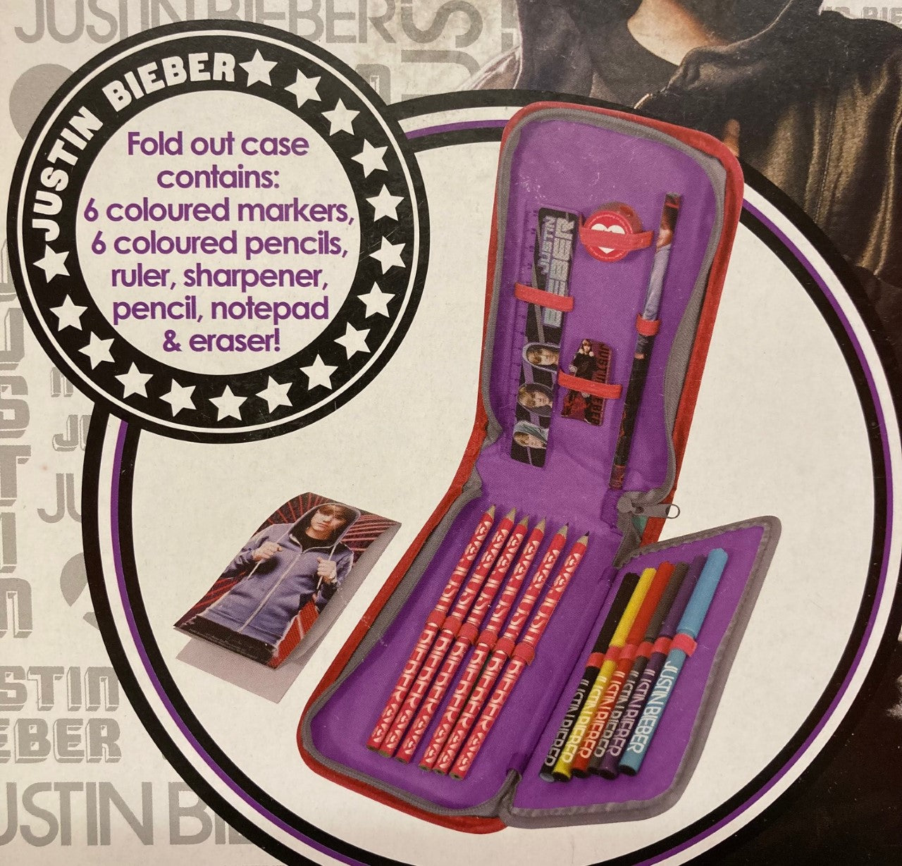 Justin Bieber Filled Pencil Case Gift Set