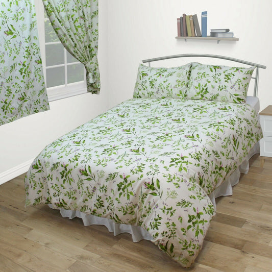 Single Bed Herb Garden Thyme Flowers Cream Duvet Cover Set 100% Natural Cotton