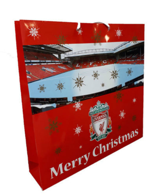 Liverpool F.C Large Gift Bag Stadium Design White Merry Christmas Official Product