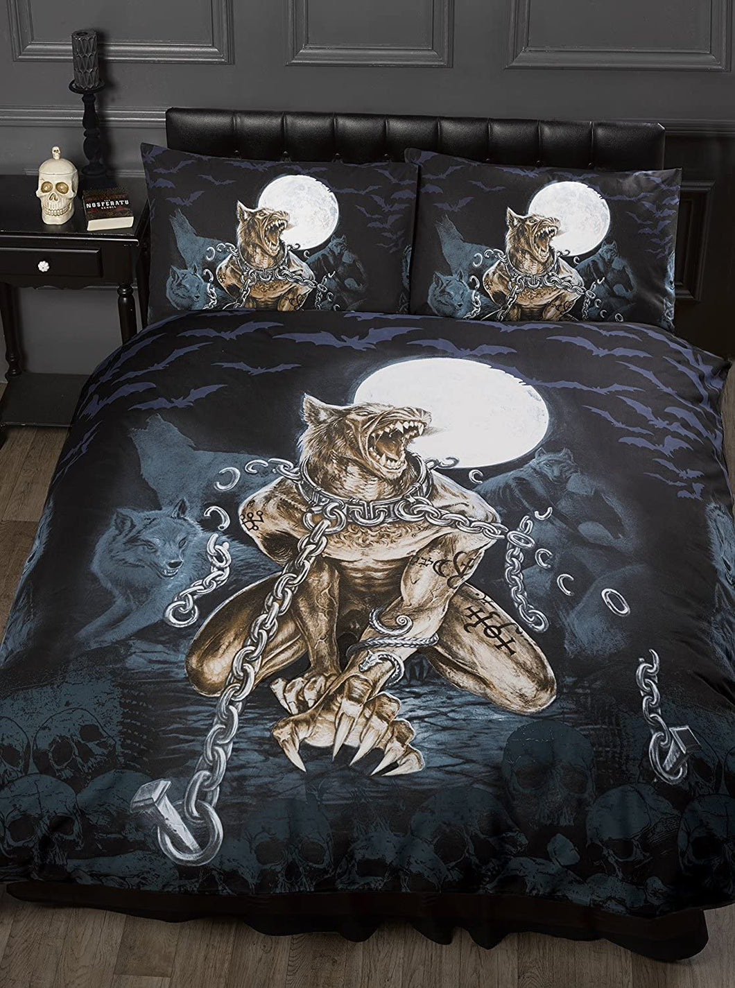 Alchemy Gothic Double Bed Duvet Cover Set Loups Garou Warewolf