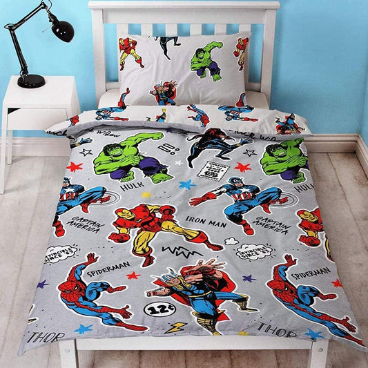 Single Bed Marvel Avengers Grey Duvet Cover Set Character Bedding