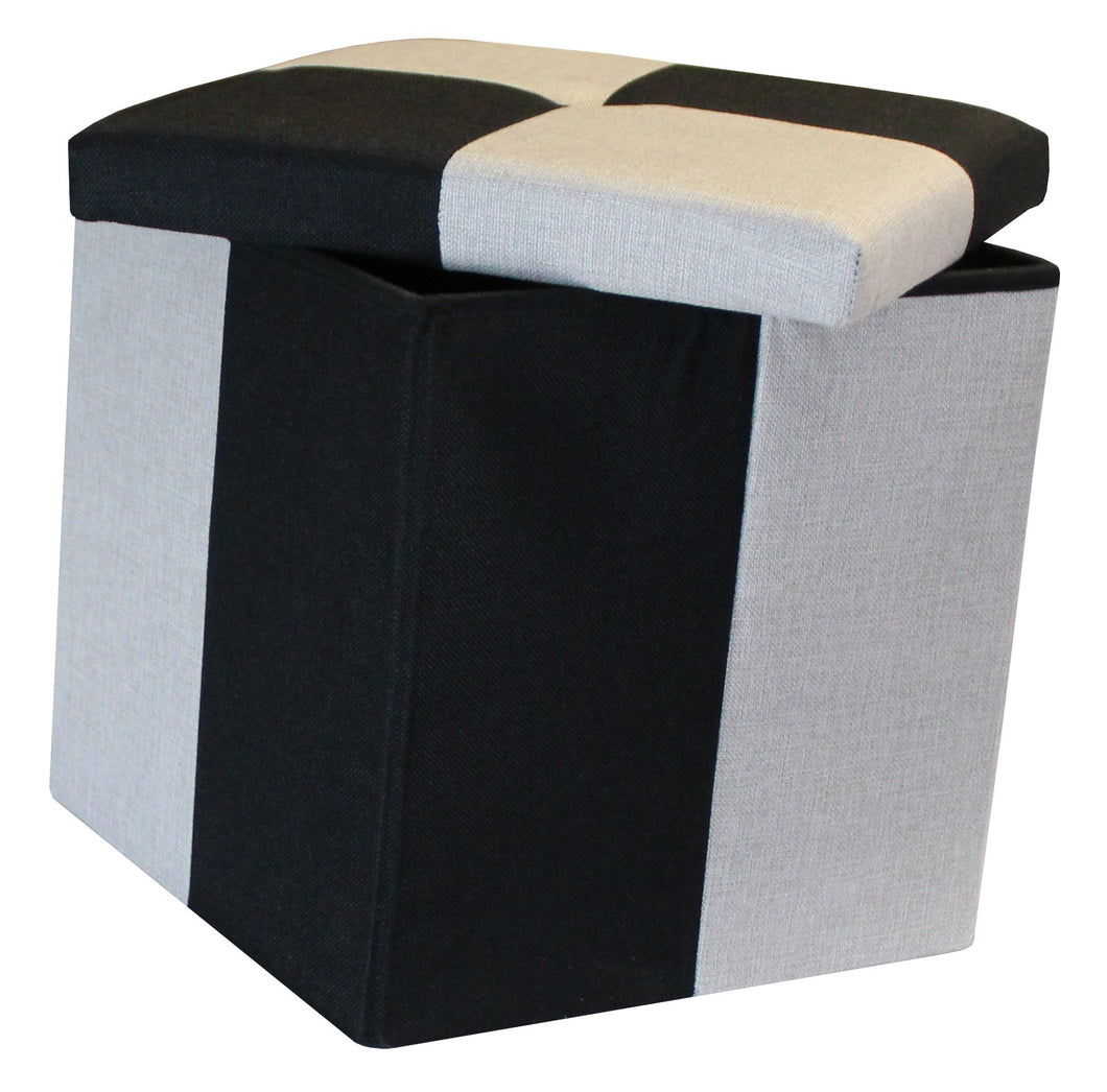 Quattro Storage Ottoman Foot Stool Seat Storage Box Black Grey