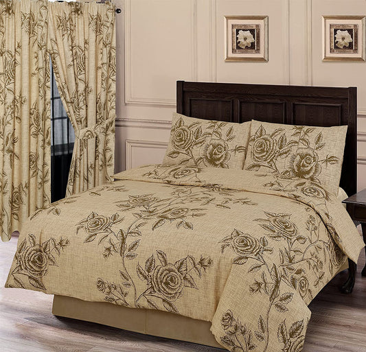 Double Bed Wild Rose Natural Duvet Cover Set Floral Bedding Set