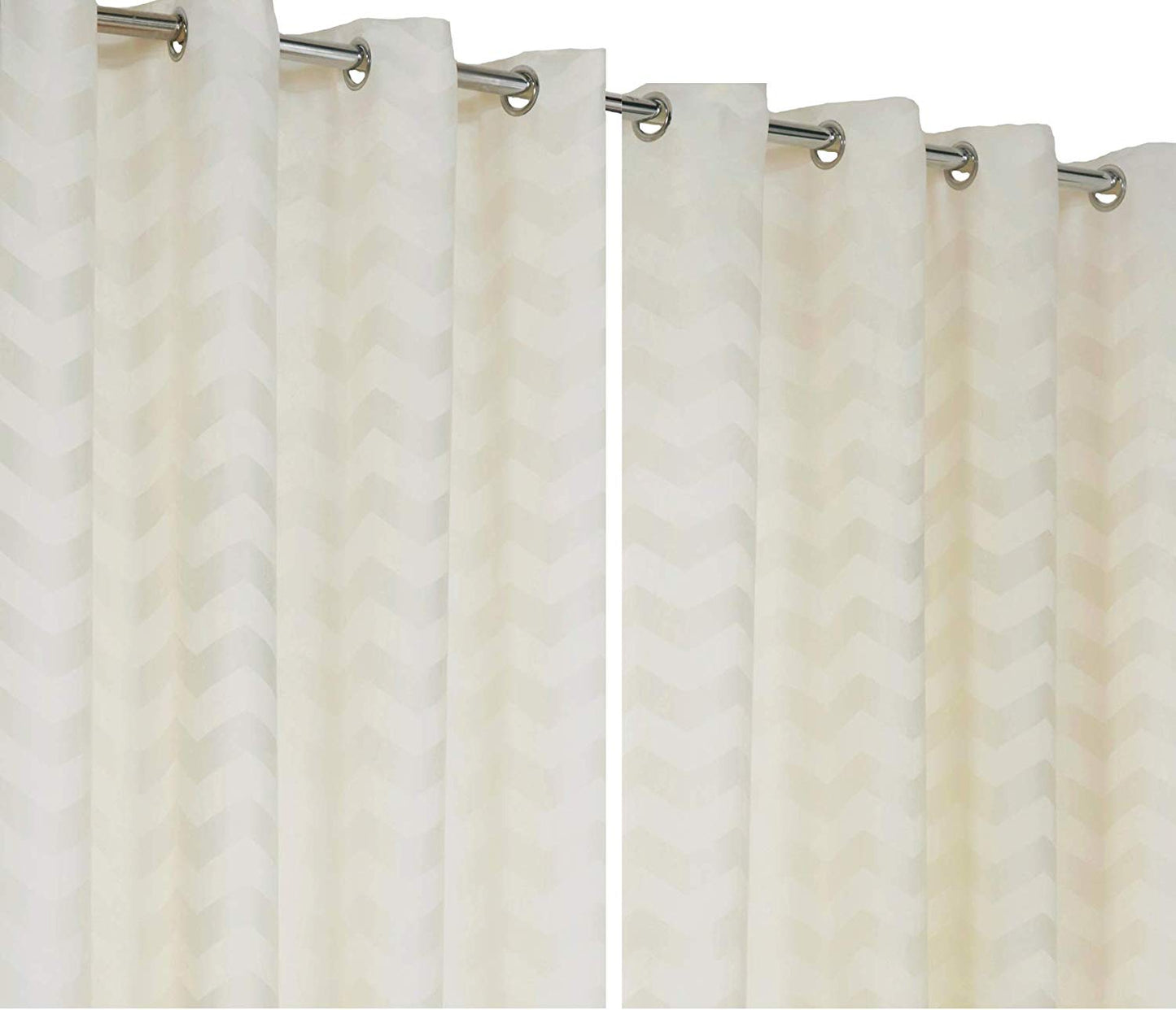 Zig Zag Cream 90" x 90" Luxury Lined Ready Made Eyelet Curtains