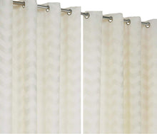 Load image into Gallery viewer, Zig Zag Cream 46&quot; x 72&quot; Luxury Lined Ready Made Eyelet Curtains
