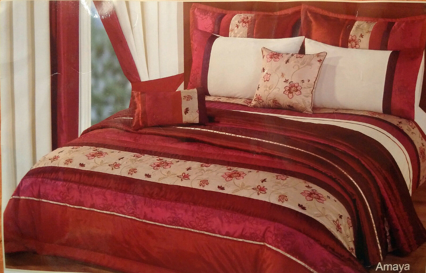 Single Bedspread Burgundy Wine Comforter Floral