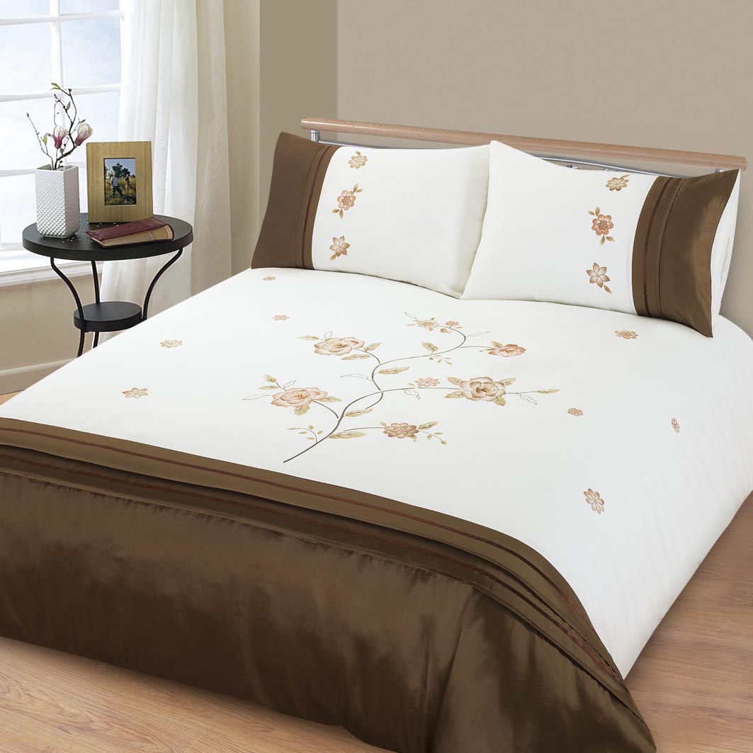 Double Bed Duvet Cover Set Angelica Chocolate Floral
