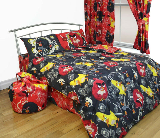 Single Bed Angry Birds TNT Red Black Reversible Duvet Cover Set Character Bedding