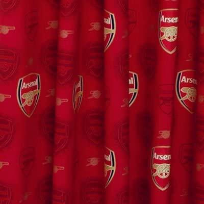Arsenal F.C Dark Crest Curtains 66" x 72" Unlined Pencil Pleat Curtains 100% Cotton