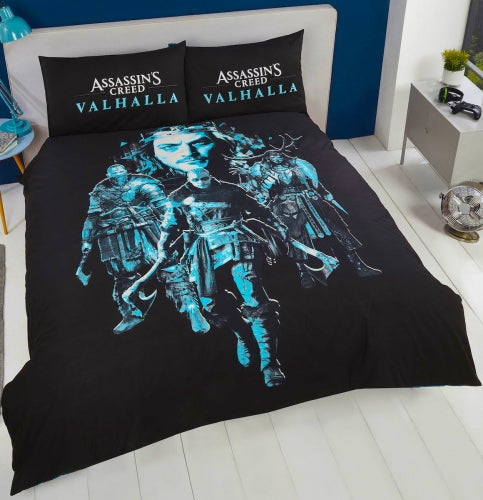 Double Bed Duvet Cover Set Assassins Creed Valhalla Gamer Bedding Set