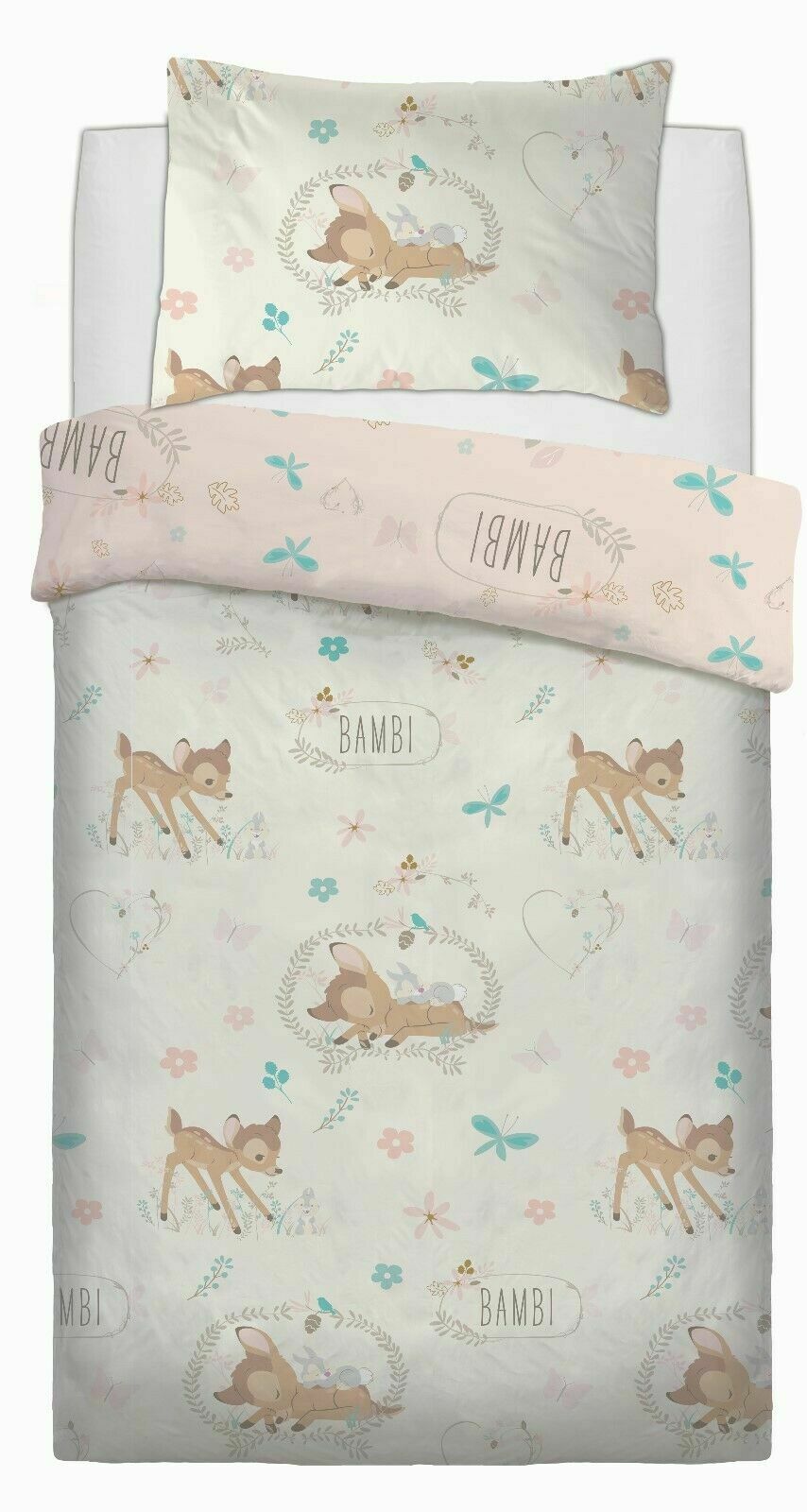Single Bed Duvet Cover Set Bambi Baby Reversible Character Bedding Set
