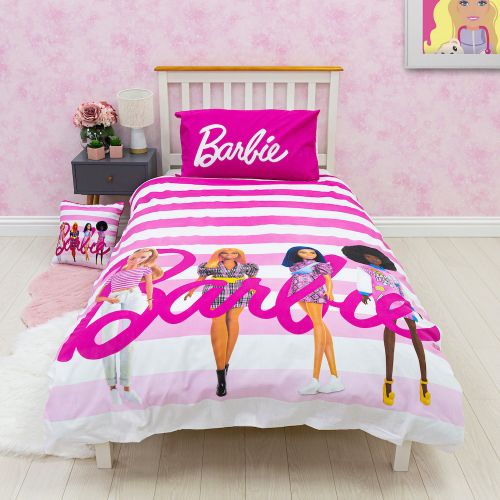 Single Bed Official Barbie Reversible Panel Duvet Cover Set Character Bedding
