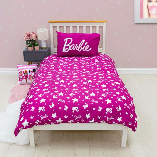 Single Bed Barbie Stars Reversible Duvet Cover Set Character Bedding