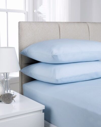Double Bed Ice Blue Platform Base Valance Sheet Polycotton 68 Pick Luxury