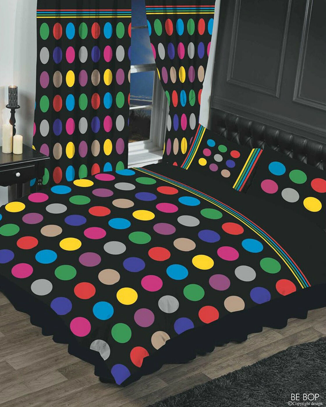 Double Bed Duvet Cover Set Be Bop Primary Multicoloured Dots