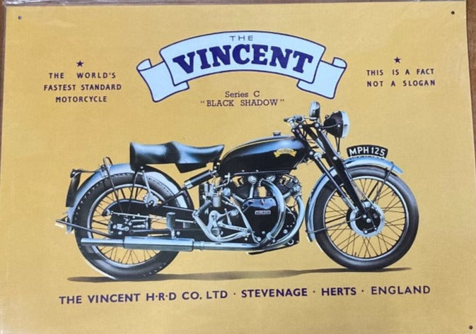 The Vincent Motor Bike Metal Sign Great For Kitchen Novelty Item