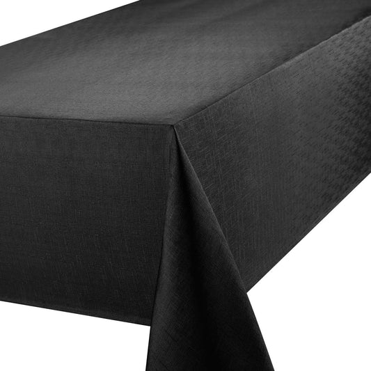 Linen Look Black Tablecloth 70" x 108" Oblong Stylish Kitchen Table Dining Room