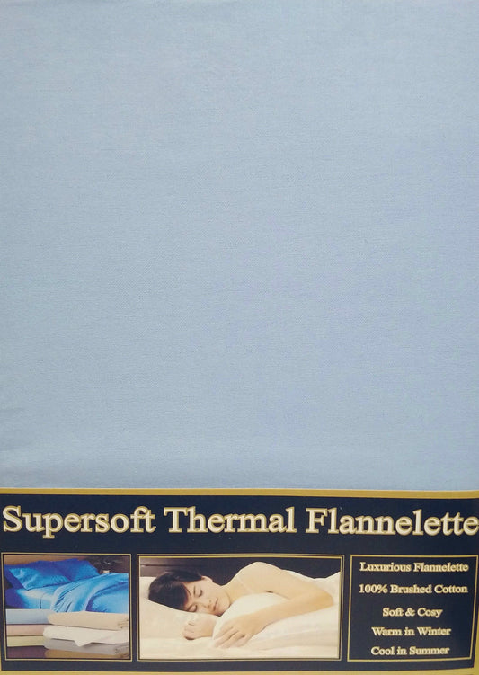 Super King Size Flannelette Duvet Cover Set Sky Blue 100% Cotton Bedding Winter Essential