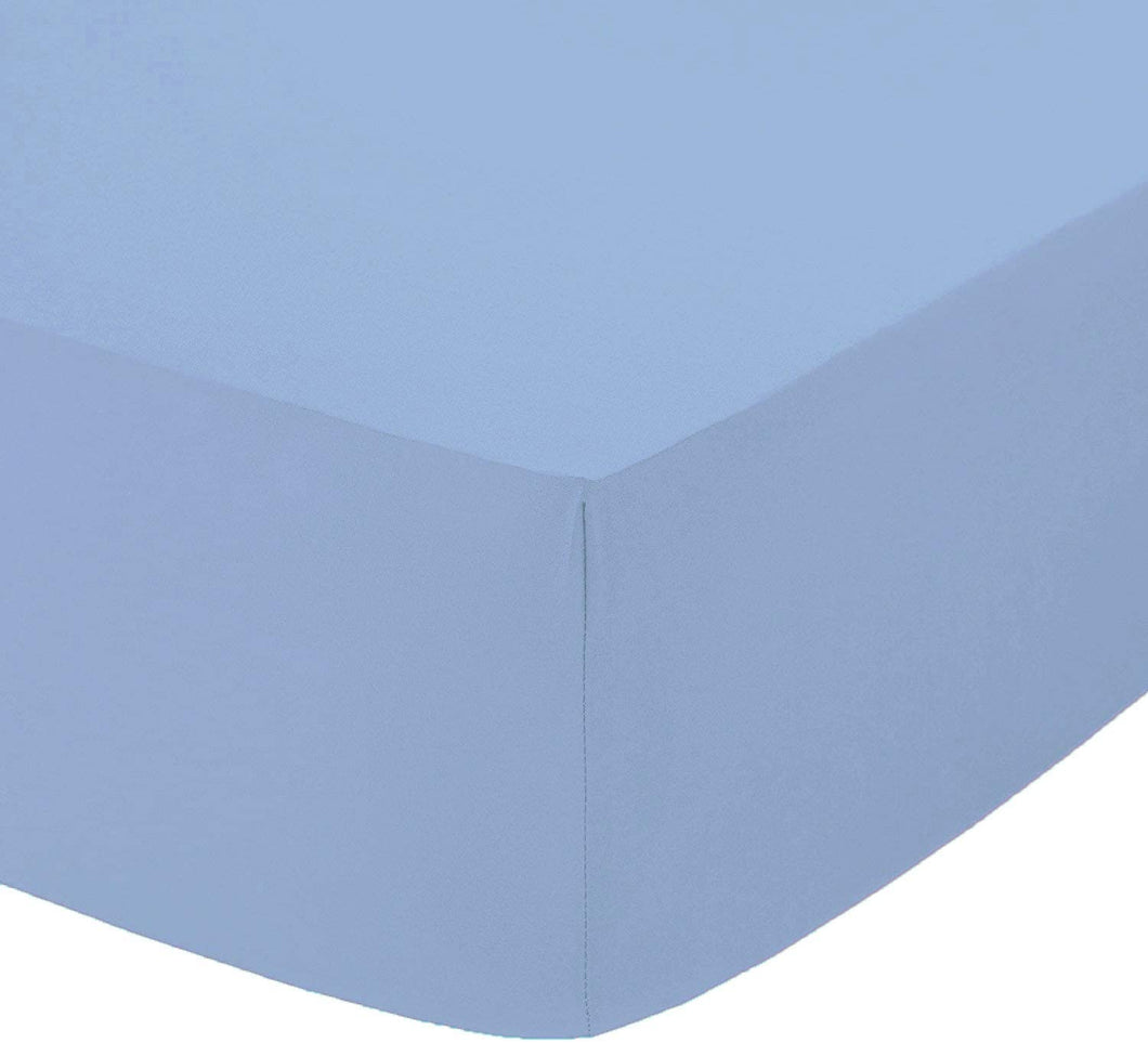 Fitted Sheets Light Blue Polycotton Luxury