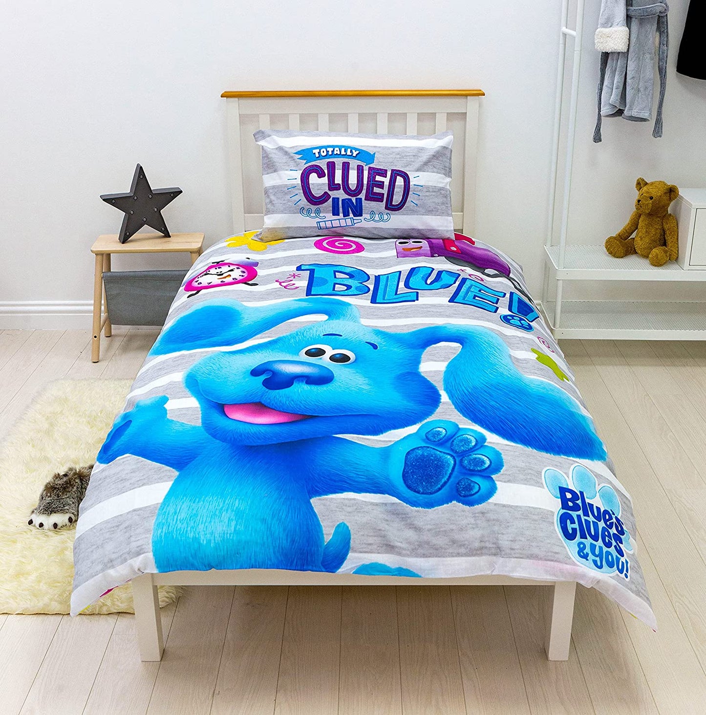 Single Bed Blue's Clues Duvet Cover Set Character Bedding Reversible