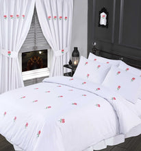Load image into Gallery viewer, Super King Size Blush Pink White Duvet Cover Set Floral Embroidery Set

