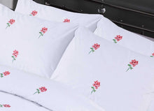 Load image into Gallery viewer, Super King Size Blush Pink White Duvet Cover Set Floral Embroidery Set
