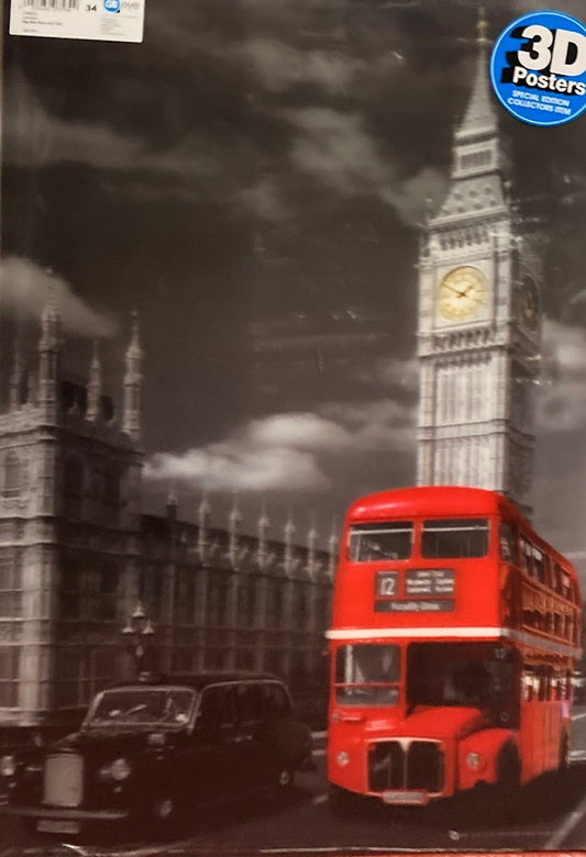 London Bus Red 3D Poster Wall Decoration