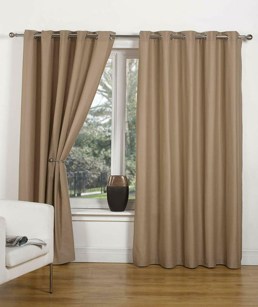 Canvas Latte 66" x 54" Eyelet Ring Top Unlined Ready Made Curtains