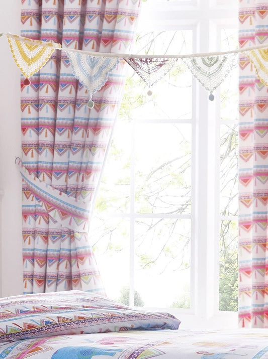 Carnival Elephants Multicoloured 66" x 72" Fully Lined Pencil Pleat Curtains