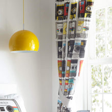 Load image into Gallery viewer, Retro Cassettes 66&quot; x 72&quot; Fully Lined Pencil Pleat Curtains Tapes
