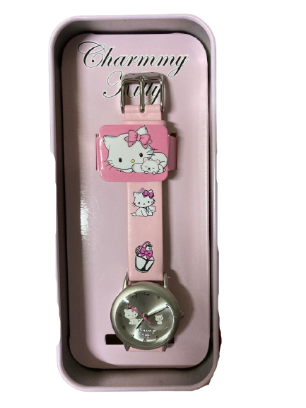 Charmmy Kitty Watch In Tin Pink Strap