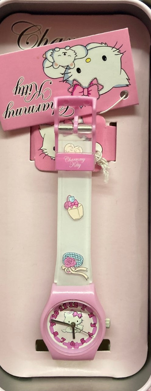 Charmmy Kitty Watch In Tin White Strap Cupcake