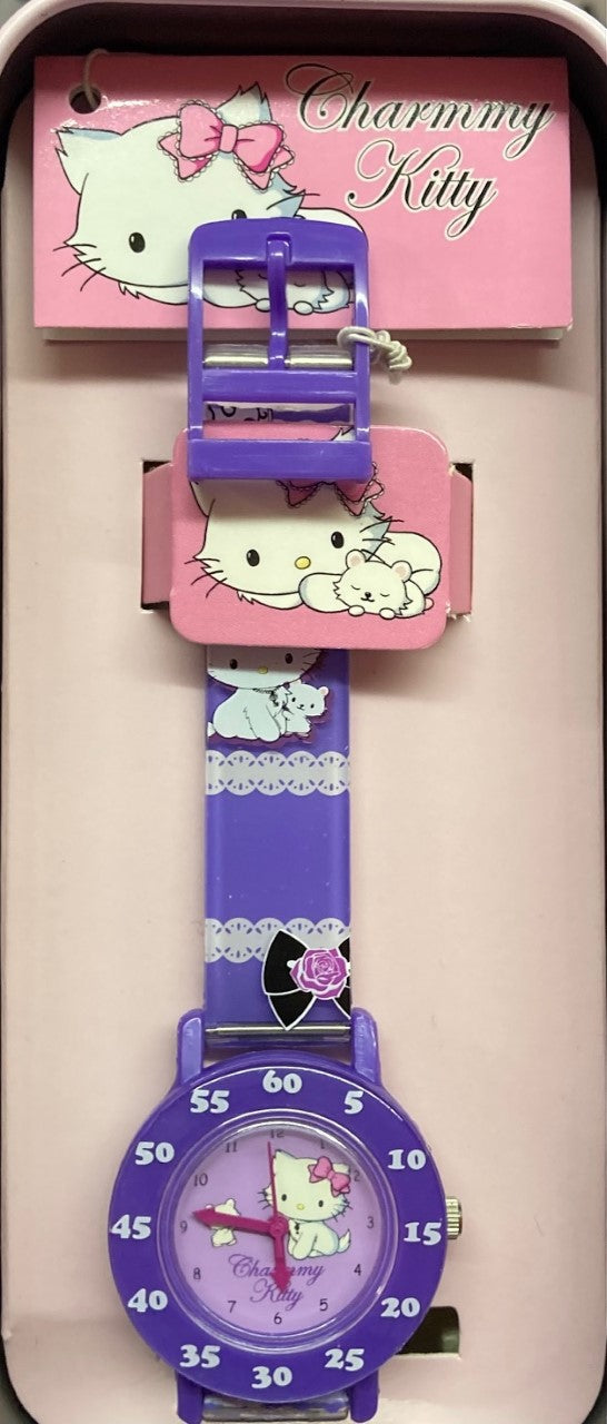 Charmmy Kitty Watch In Tin Purple Strap