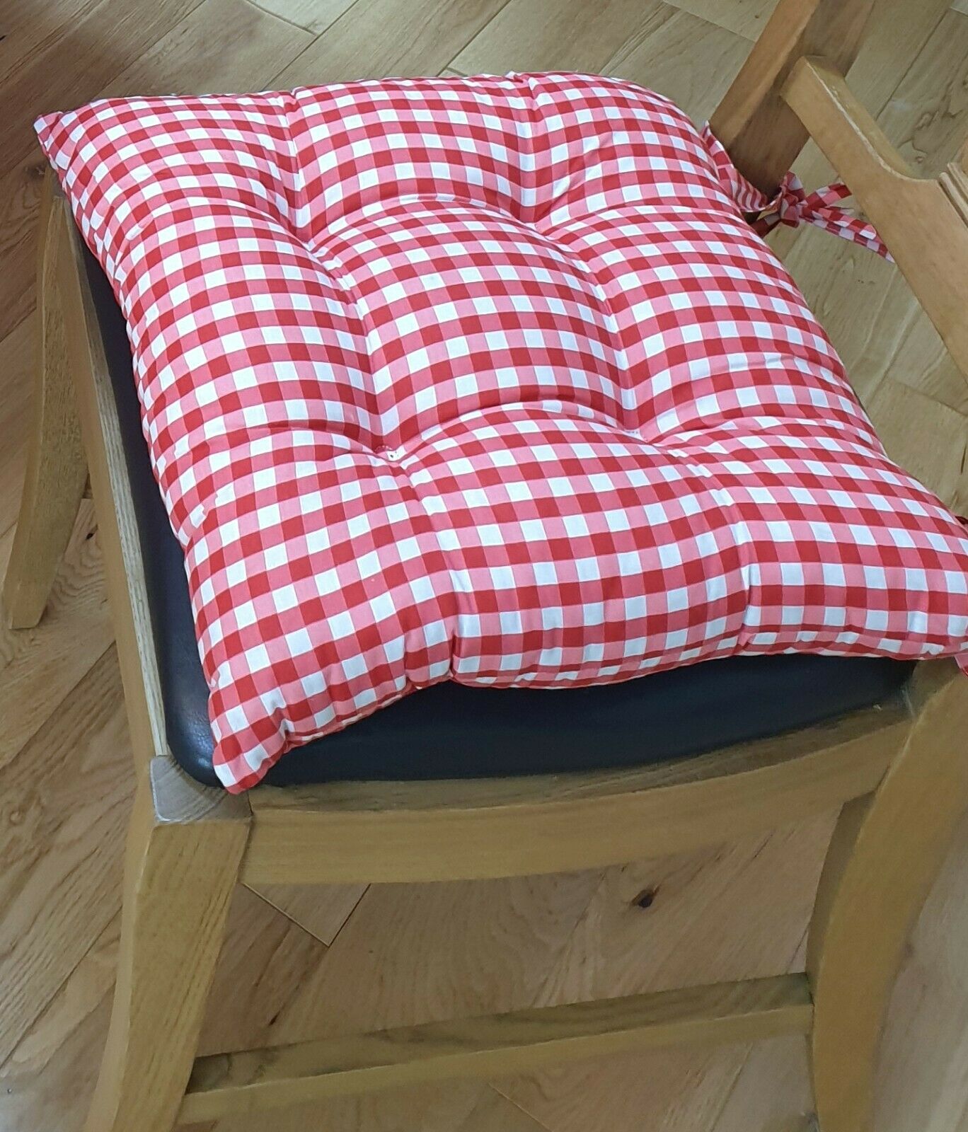 Gingham Check Cherry Red County Look Seat Pads Pack Of 4