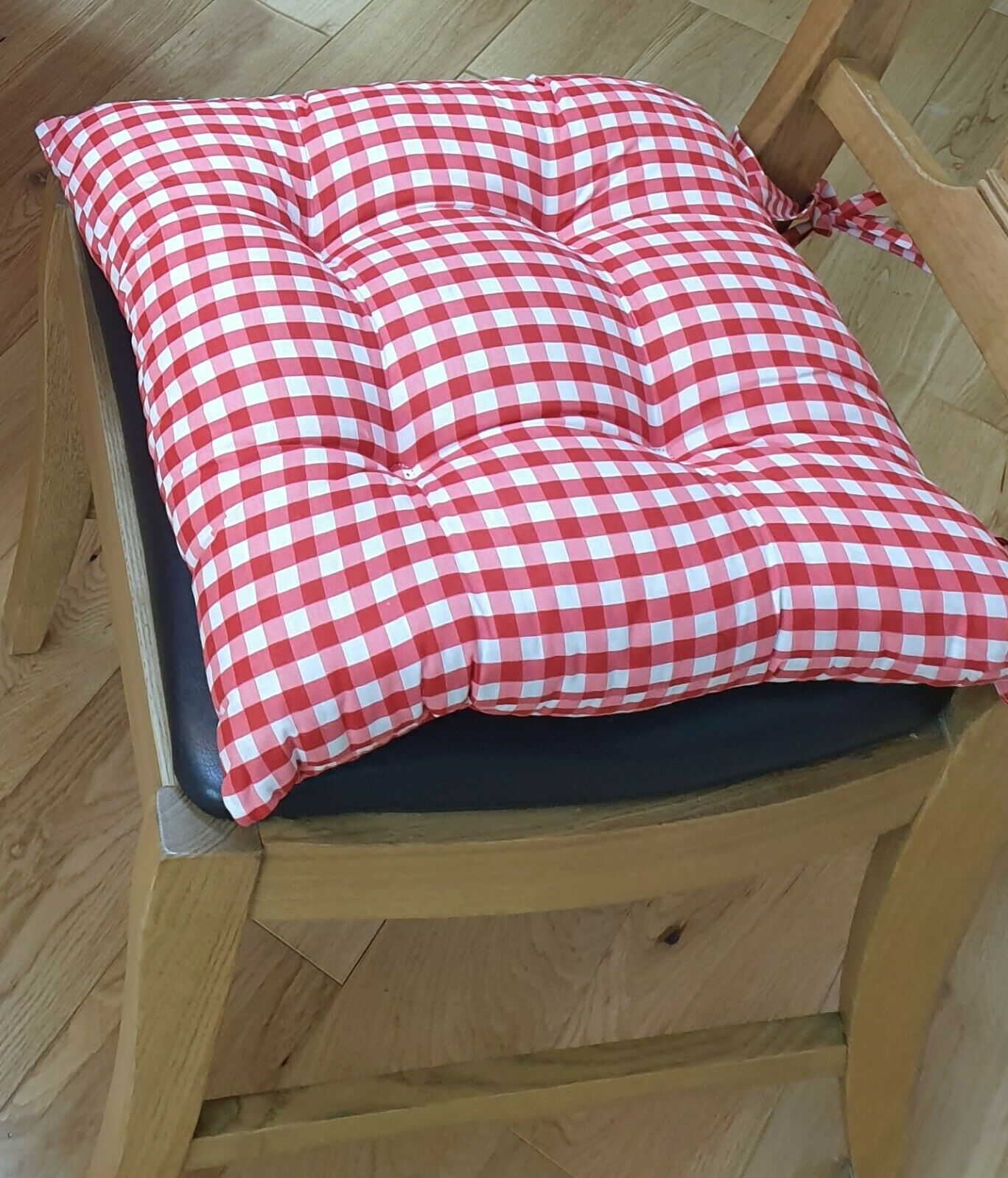 Gingham Check Cherry Red County Look Seat Pads Pack Of 2