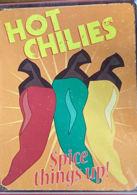Hot Chilies Metal Sign Great For Kitchen Novelty Item