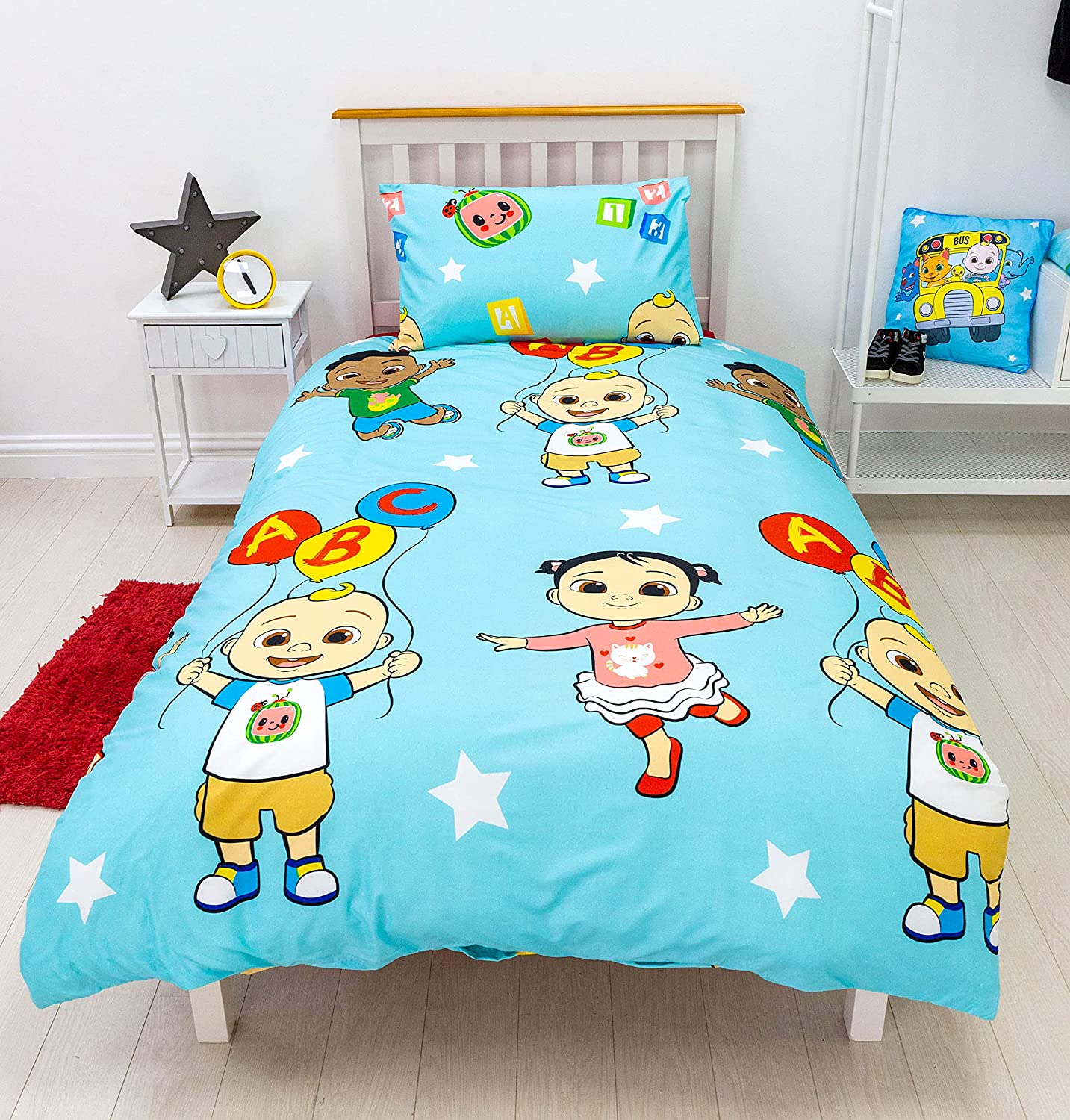 Single Bed Cocomelon Official Duvet Cover Set Reversible 2 Sided Character Bedding