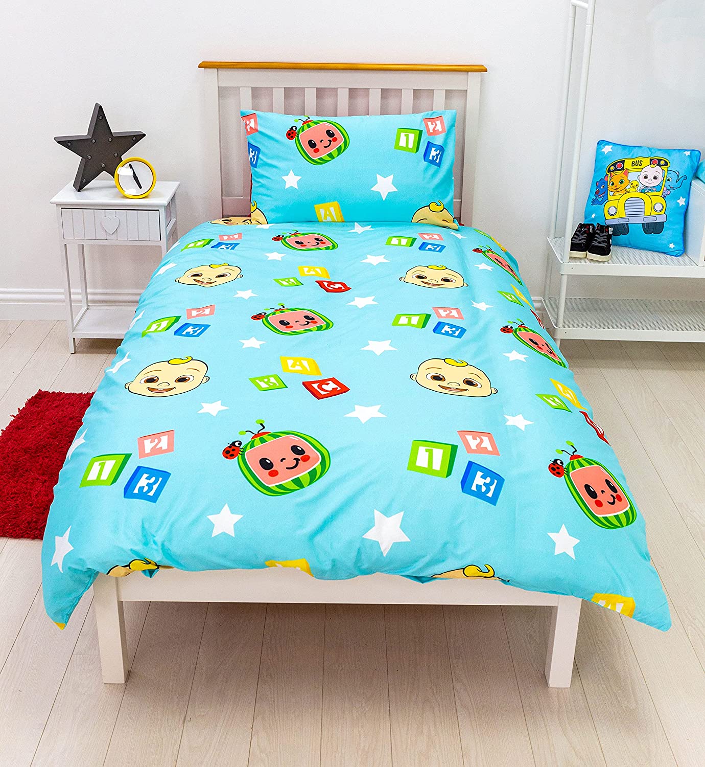 Single Bed Cocomelon Official Duvet Cover Set Reversible 2 Sided Character Bedding