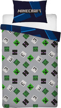 Load image into Gallery viewer, Single Bed Duvet Cover Set Minecraft Creeps Panel Gamer Character Bedding
