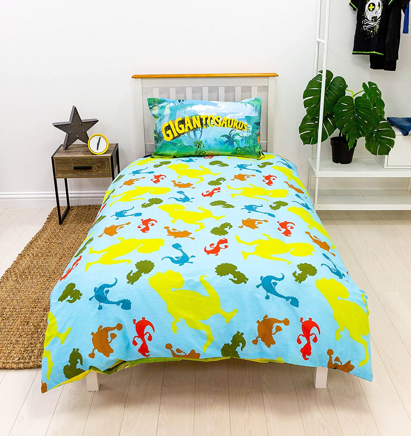 Single Bed Duvet Cover Set Dinosaurs Gigantosaurus Prehistoric Character Reversible Bedding