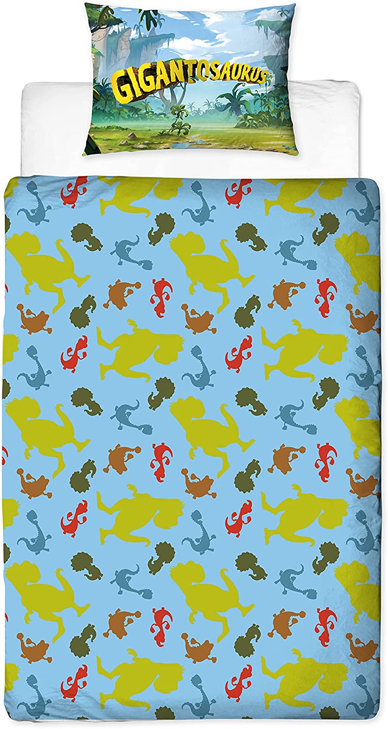 Single Bed Duvet Cover Set Dinosaurs Gigantosaurus Prehistoric Character Reversible Bedding