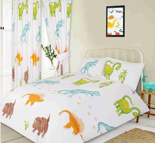 Single Bed Dinosaurs Duvet Cover Set T-Rex Blue Green